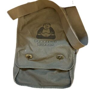 Authentic Pigment Messenger Crossbody Bag Purse Buddha Cotton Green 16” Festival